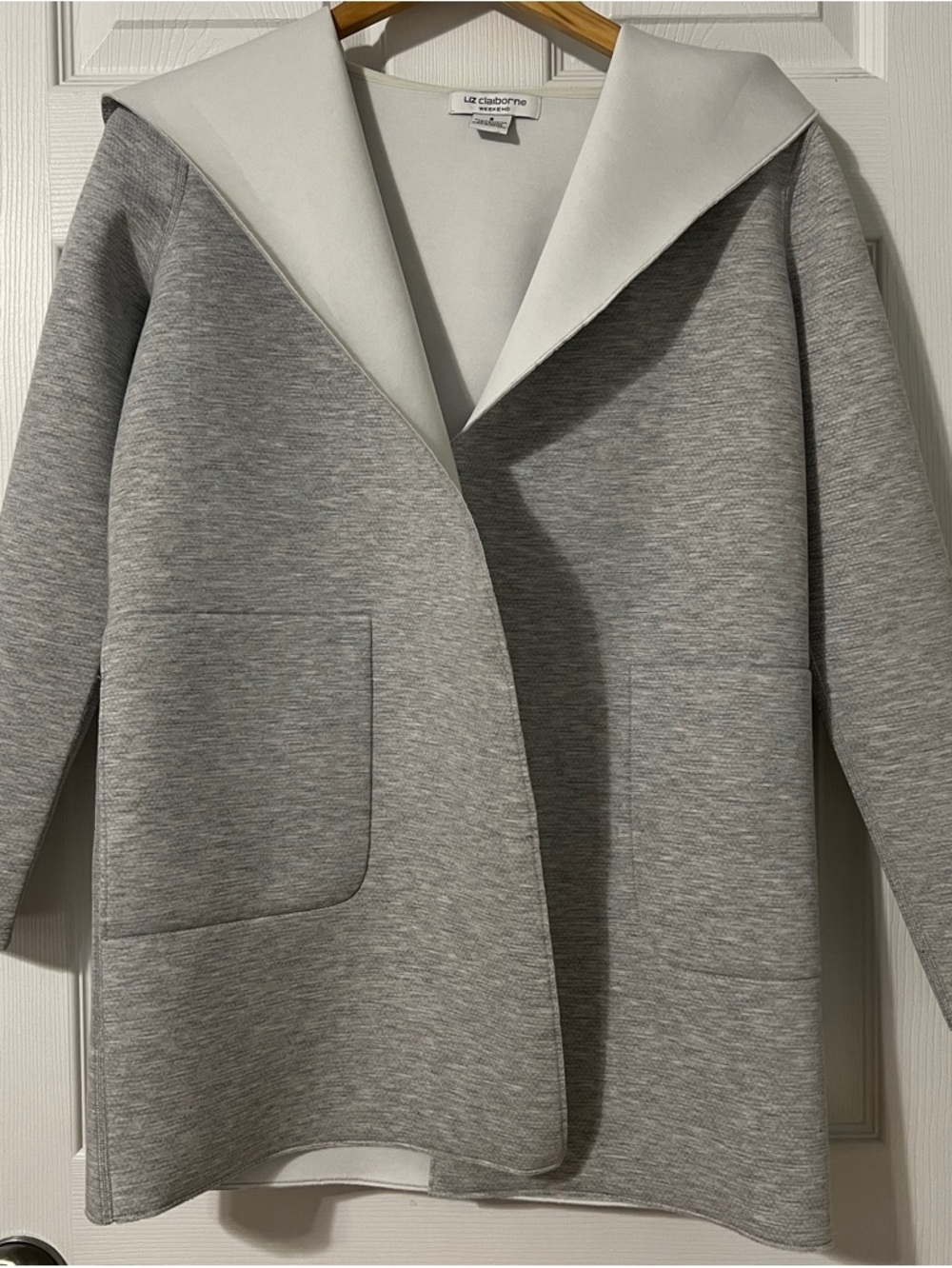 Liz Claiborne Weekend Heather Gray Hooded Light Coat - S